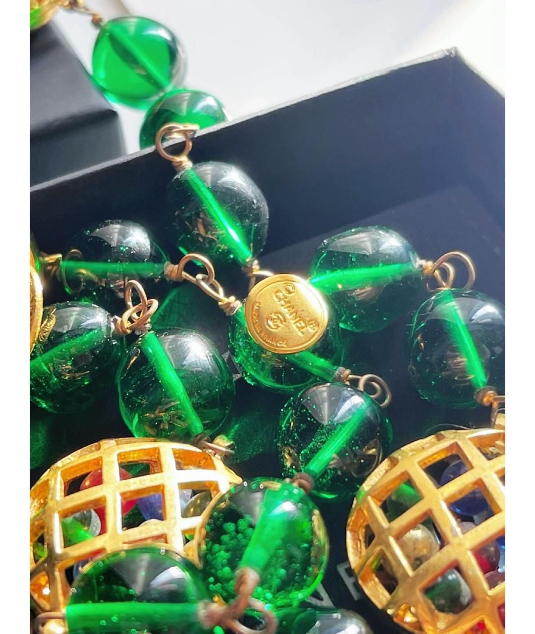 CHANEL Зеленые стеклянное колье, фото 4
