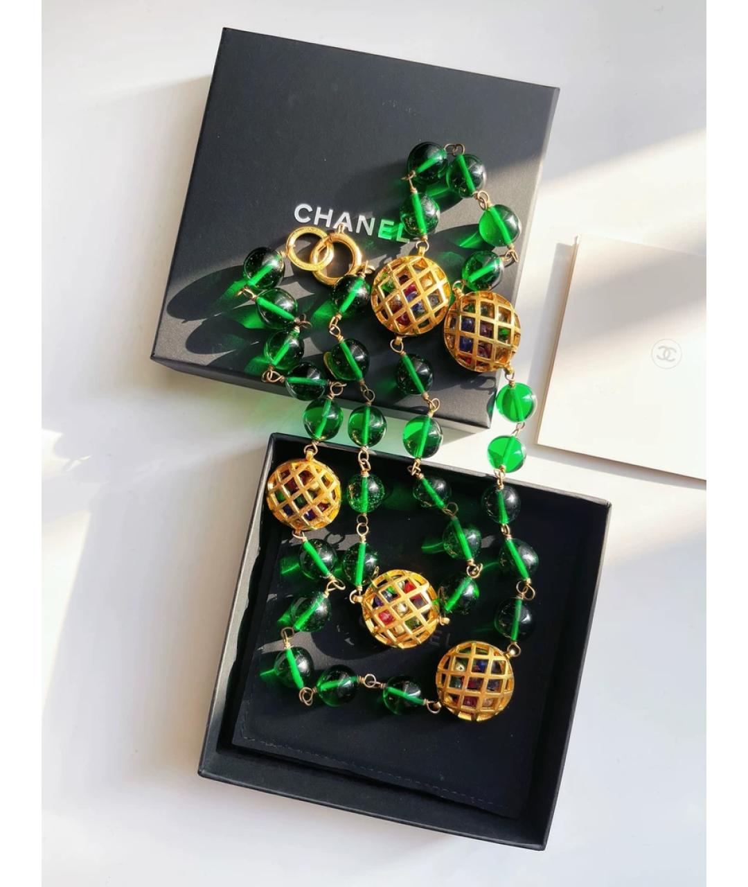 CHANEL Зеленые стеклянное колье, фото 2