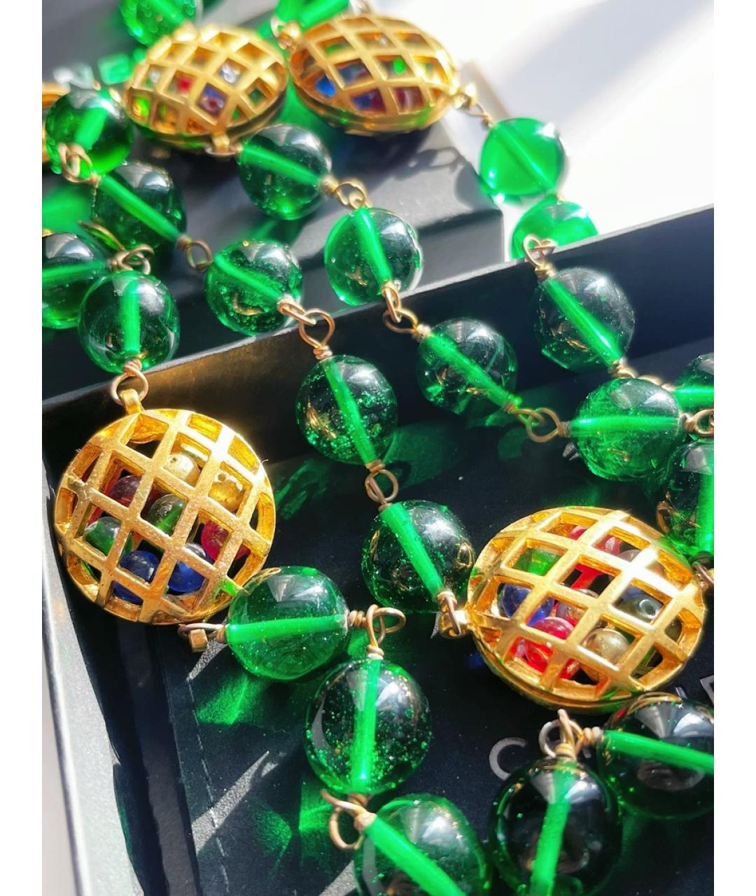 CHANEL Зеленые стеклянное колье, фото 3