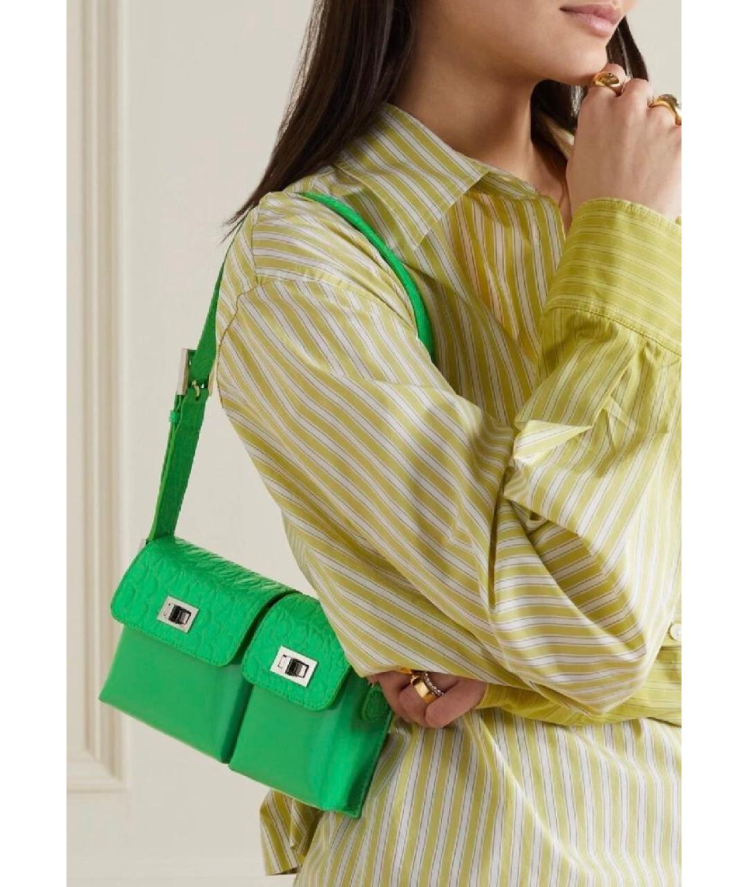 BY FAR Зеленая кожаная сумка через плечо, фото 4