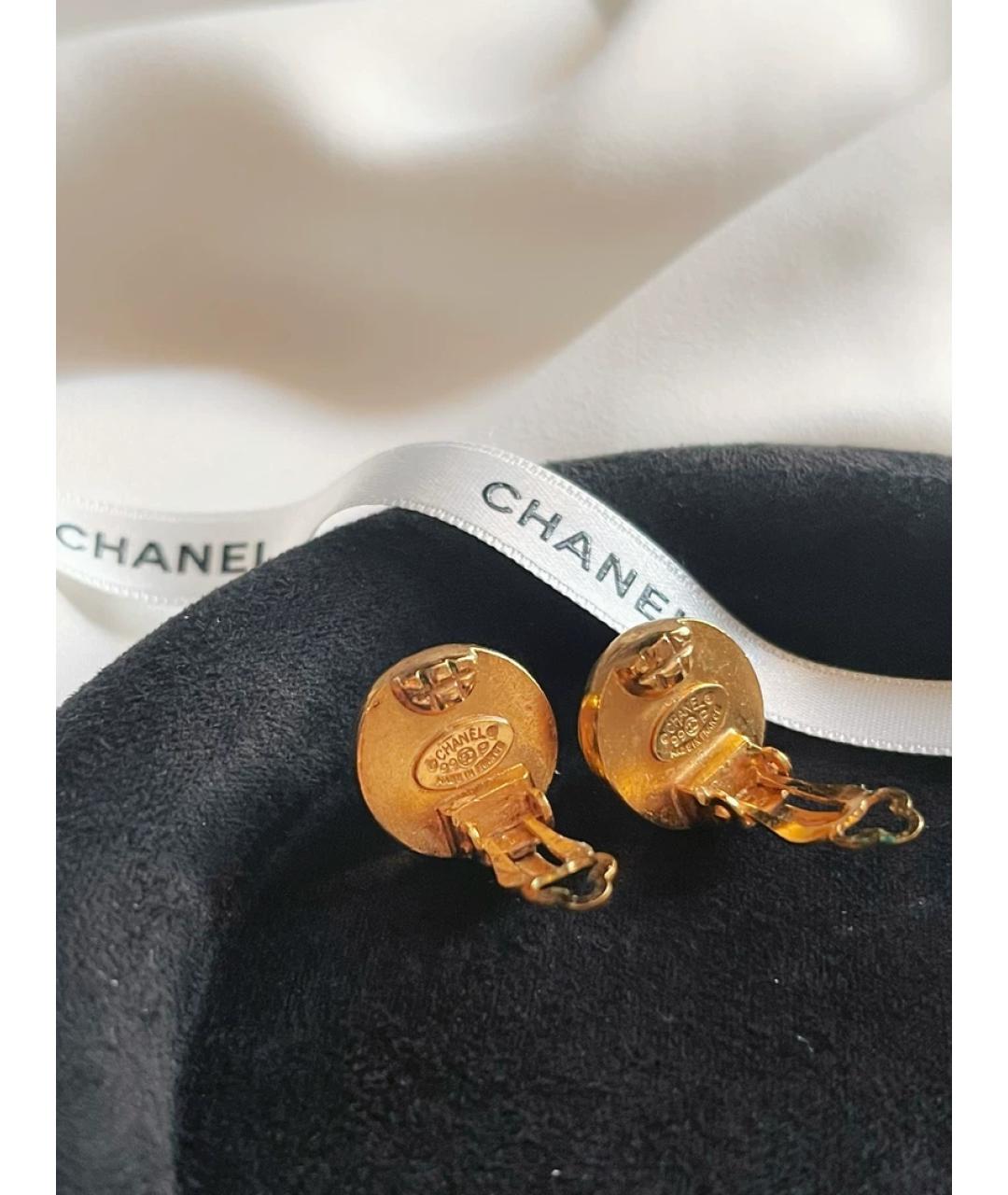 CHANEL Золотые стеклянные клипсы, фото 3