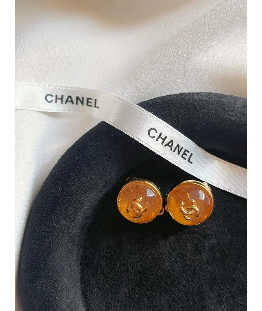 CHANEL Золотые стеклянные клипсы, фото 2