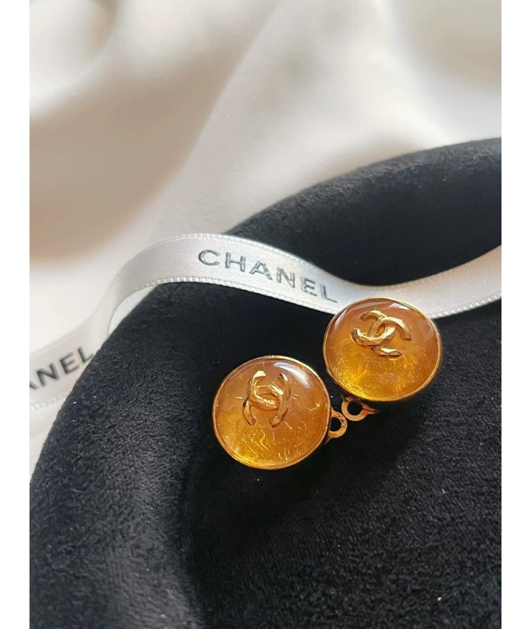 CHANEL Золотые стеклянные клипсы, фото 5