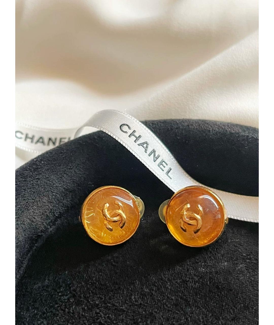 CHANEL Золотые стеклянные клипсы, фото 4