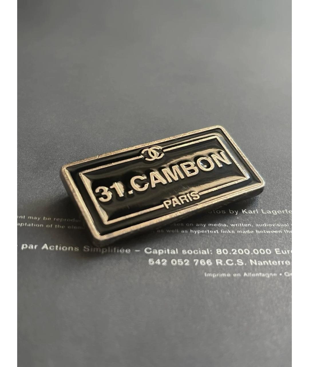 CHANEL Черная металлическая булавка / брошь, фото 2