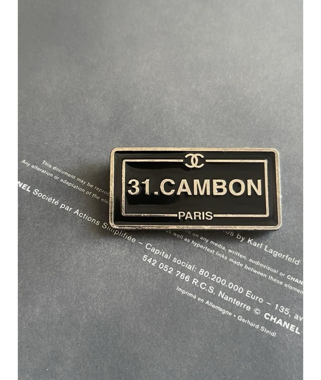 CHANEL Черная металлическая булавка / брошь, фото 4