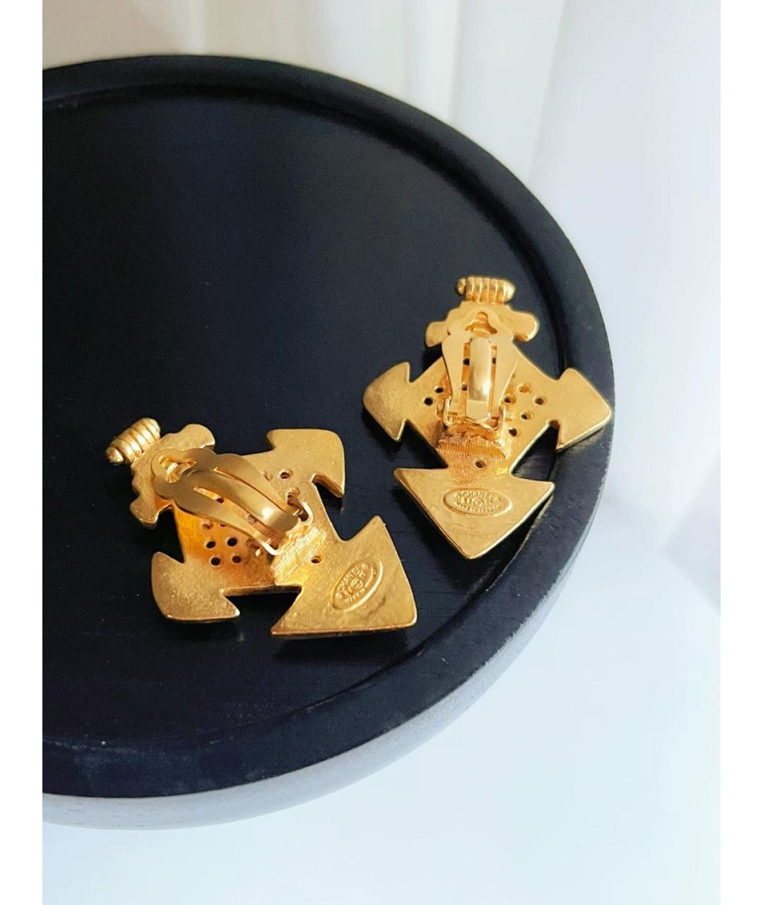 CHANEL Золотые металлические серьги, фото 3