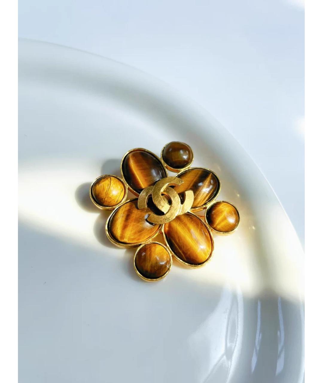 CHANEL Коричневая металлическая булавка / брошь, фото 9