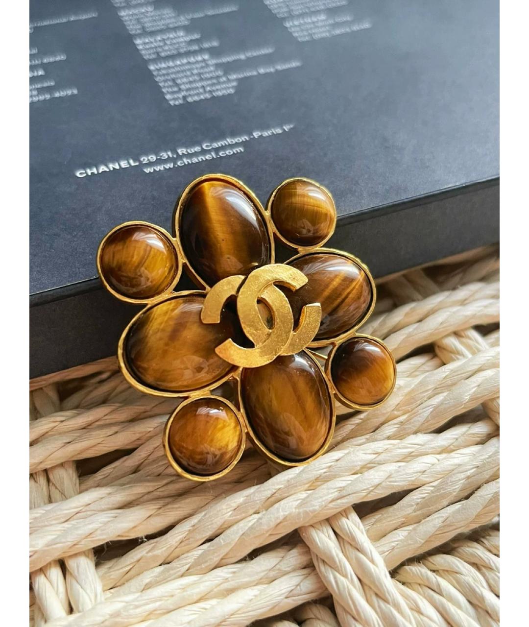 CHANEL Коричневая металлическая булавка / брошь, фото 5