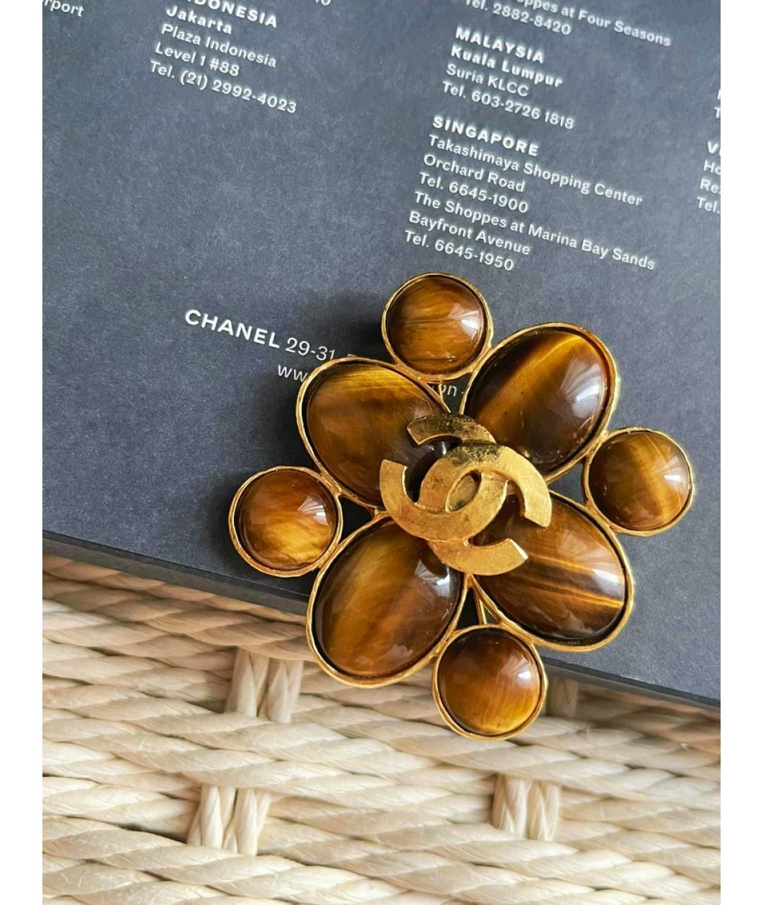 CHANEL Коричневая металлическая булавка / брошь, фото 8