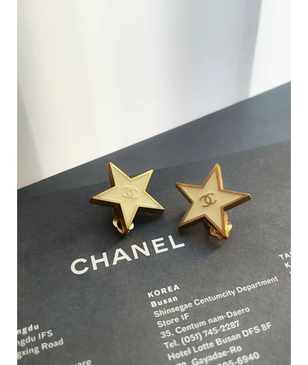 CHANEL Белые металлические серьги, фото 5