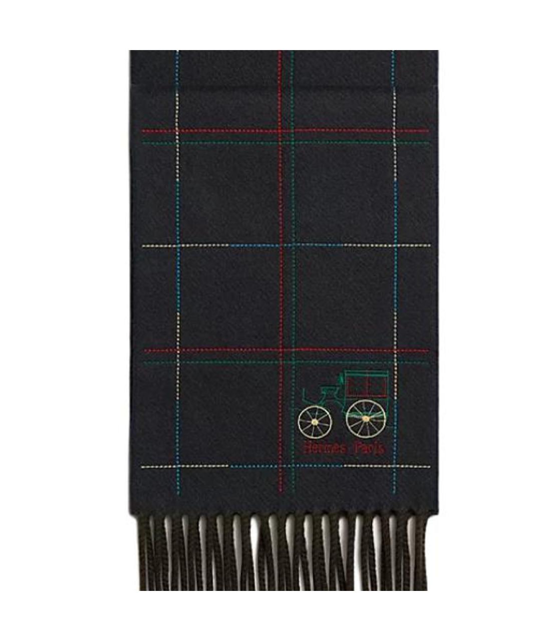 HERMES Синий кашемировый шарф, фото 2