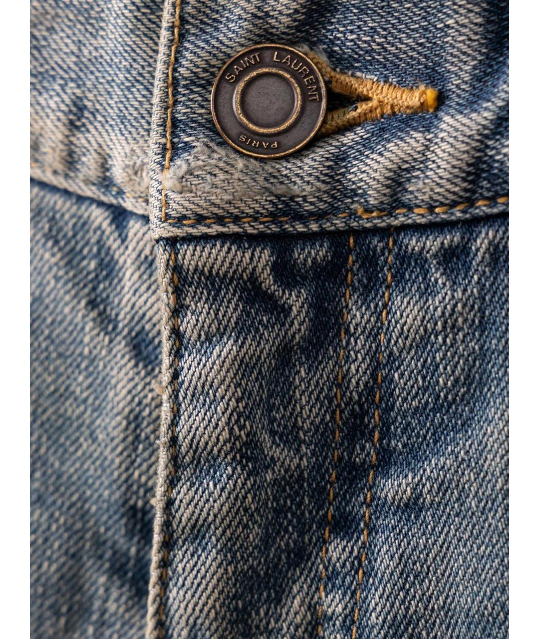 SAINT LAURENT Голубые хлопковые прямые джинсы, фото 2