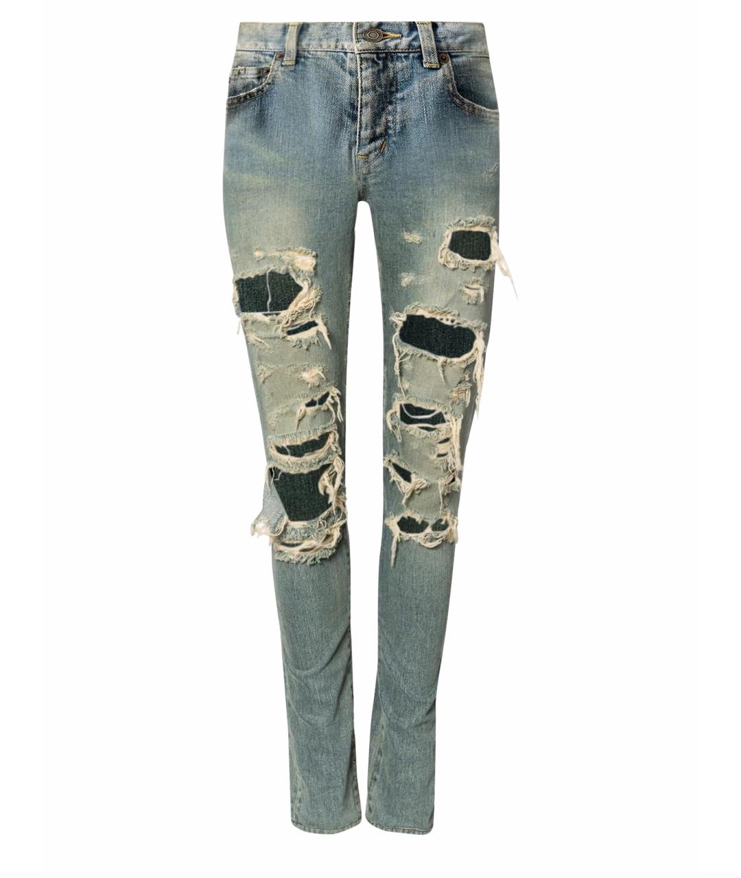 SAINT LAURENT Голубые хлопковые прямые джинсы, фото 1