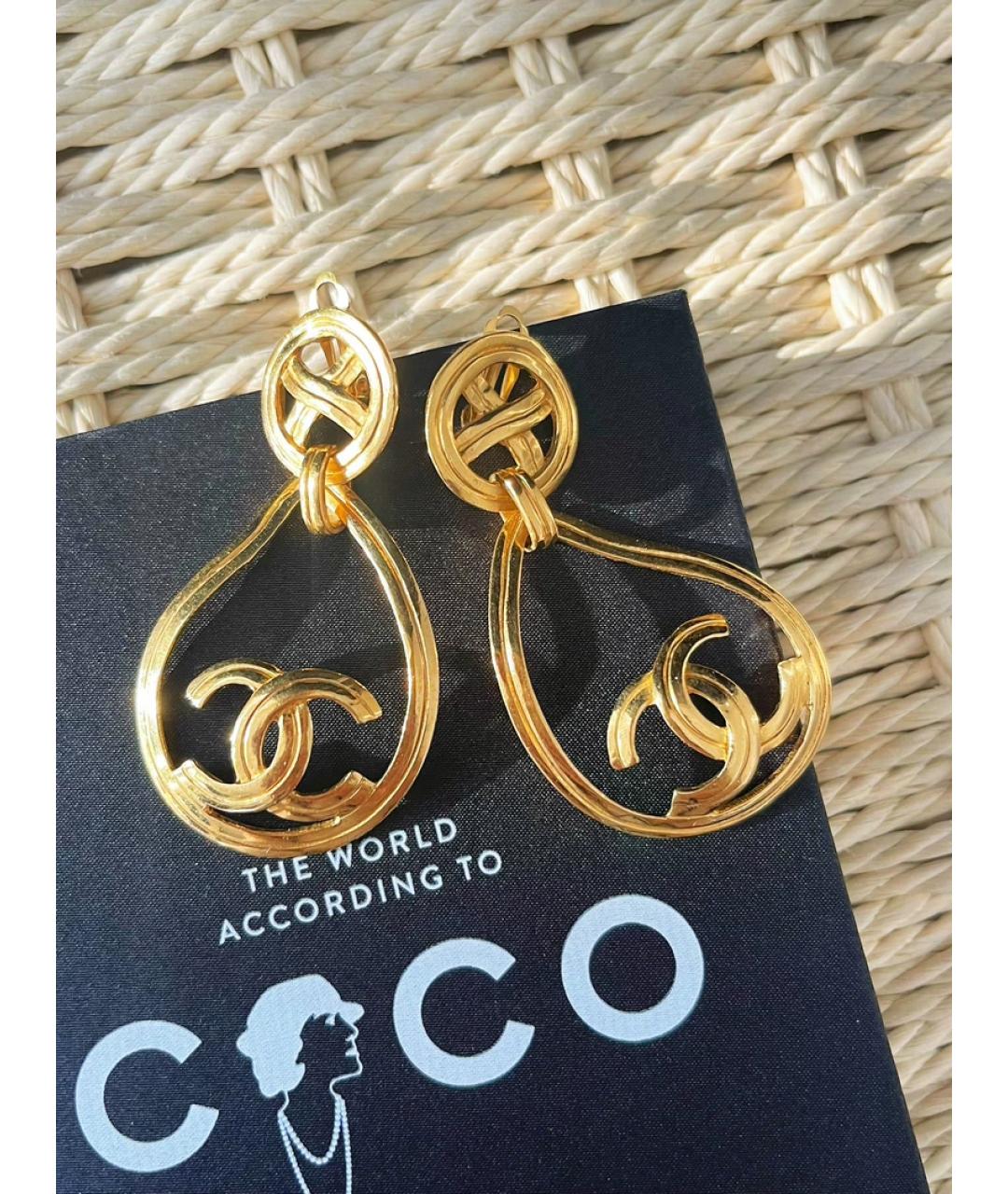 CHANEL Золотые металлические серьги, фото 4