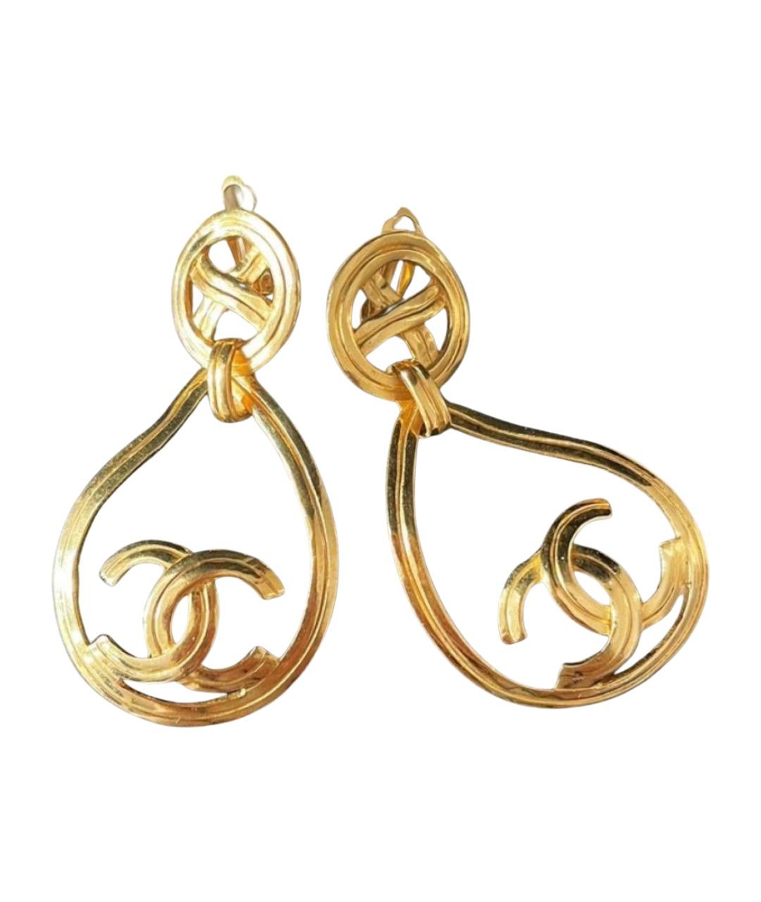 CHANEL Золотые металлические серьги, фото 1