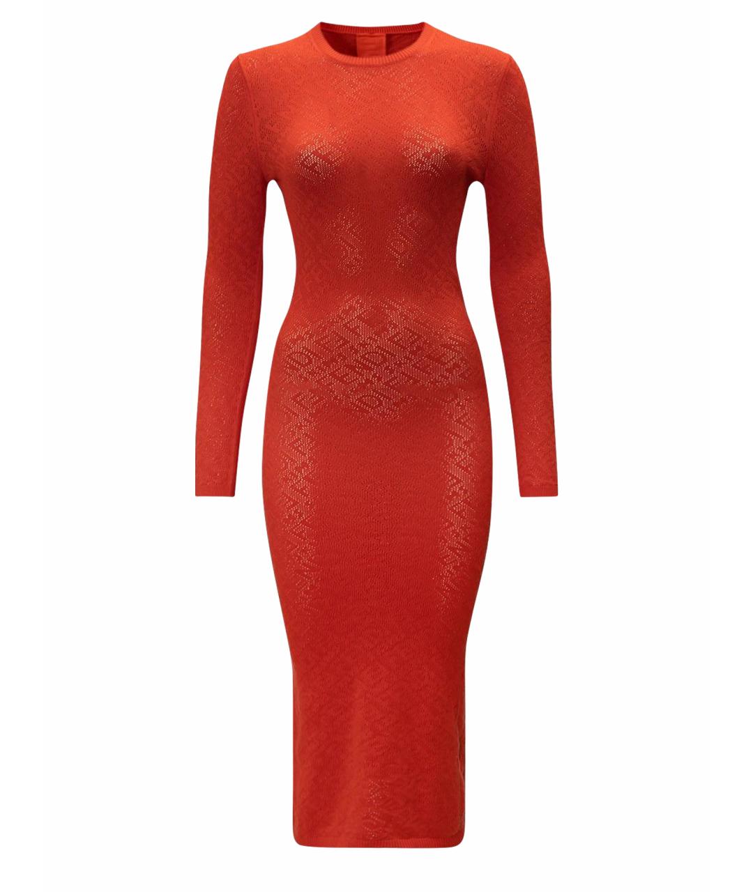 FENDI Красное вискозное повседневное платье, фото 1