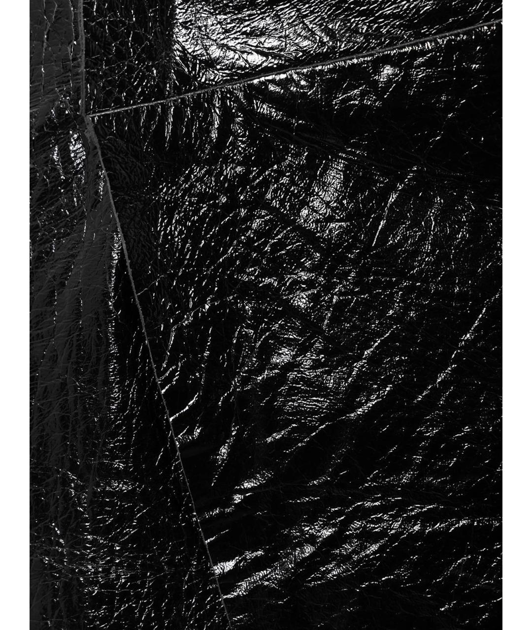 BALENCIAGA Черная кожаная юбка миди, фото 3