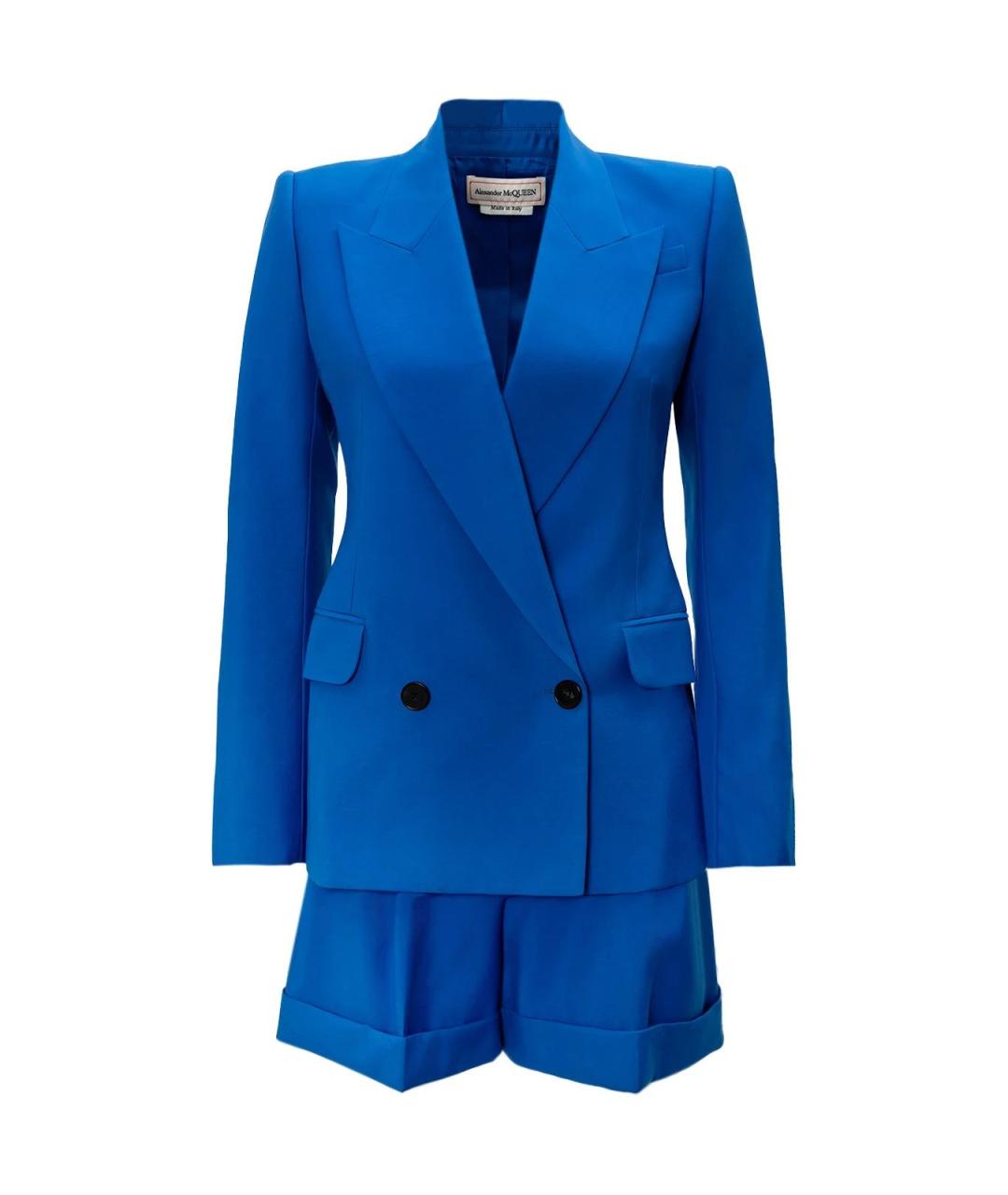 ALEXANDER MCQUEEN Синий шерстяной костюм с брюками, фото 4