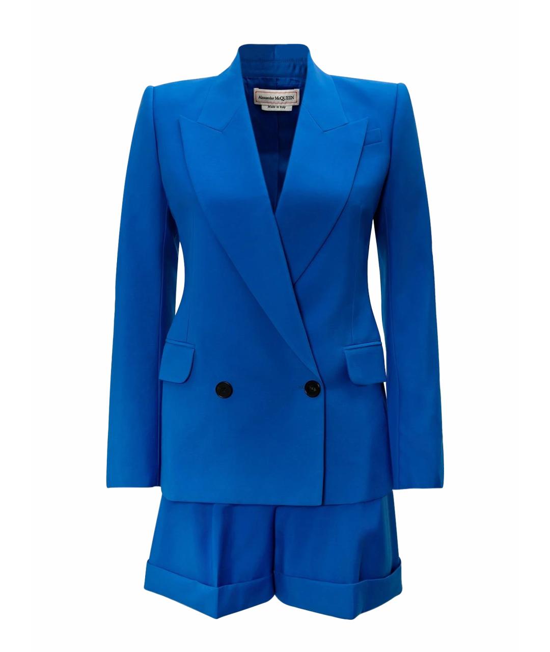 ALEXANDER MCQUEEN Синий шерстяной костюм с брюками, фото 1