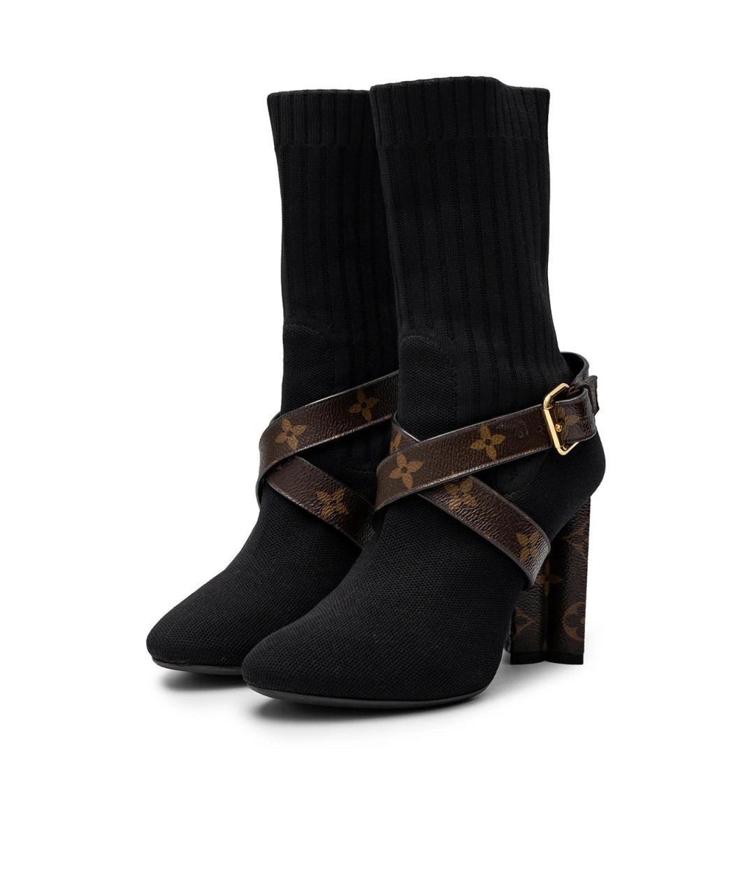 LOUIS VUITTON Черные текстильные ботильоны, фото 2