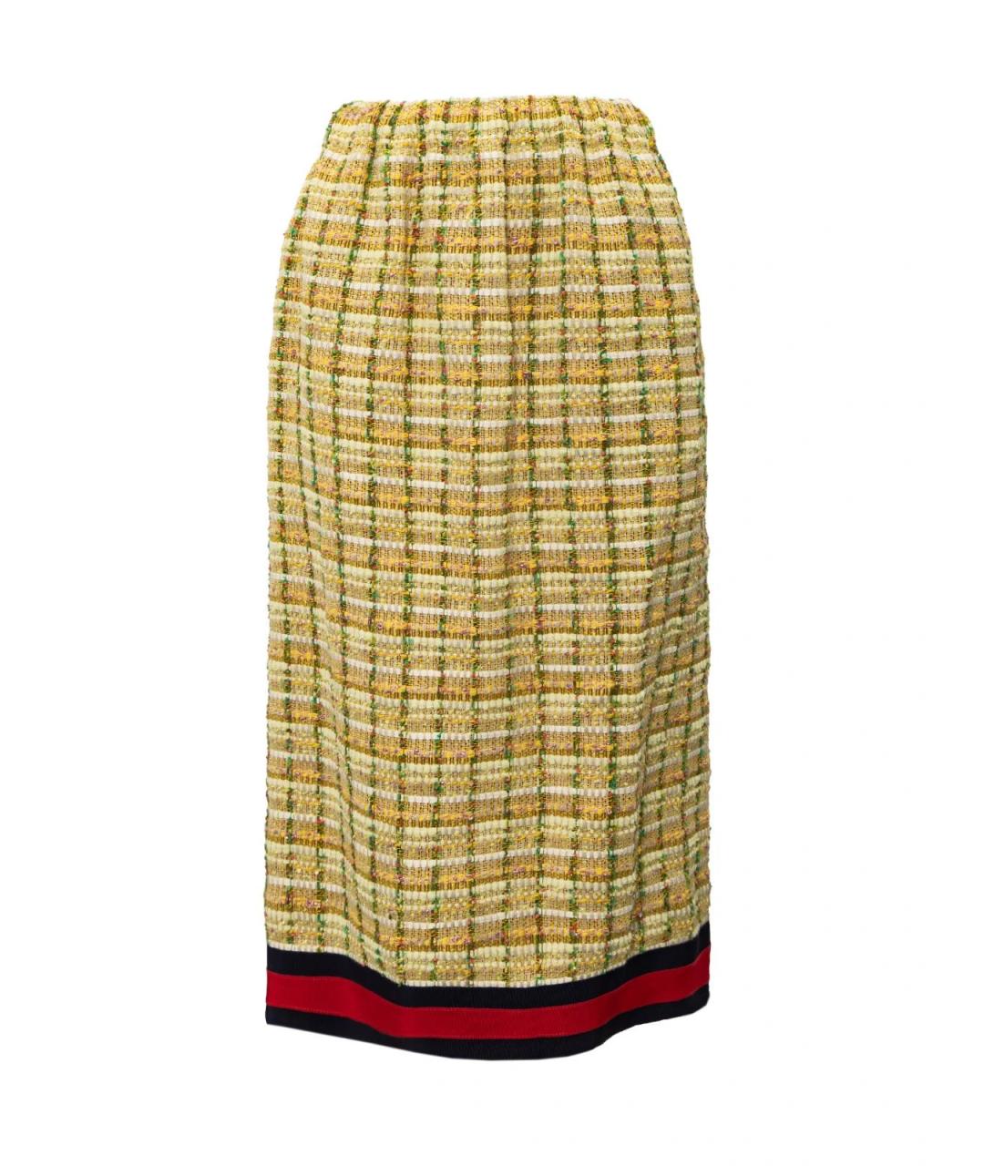 GUCCI Желтая хлопковая юбка миди, фото 4