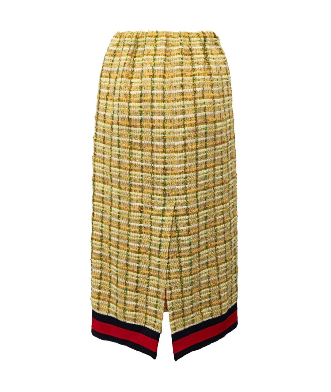 GUCCI Желтая хлопковая юбка миди, фото 2