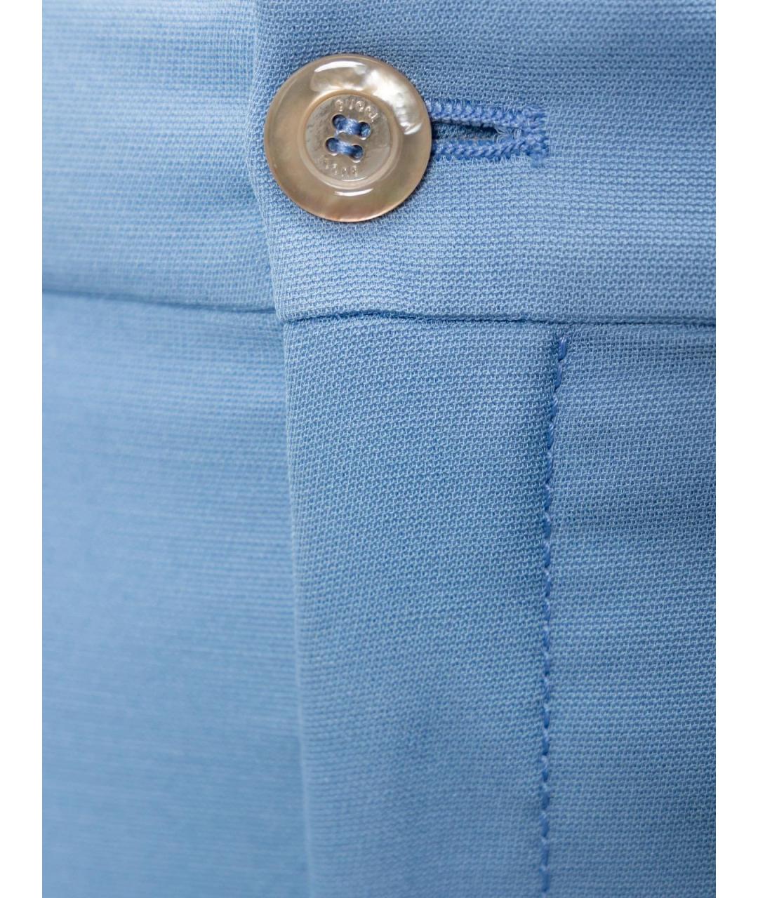 GUCCI Голубые шерстяные прямые брюки, фото 3