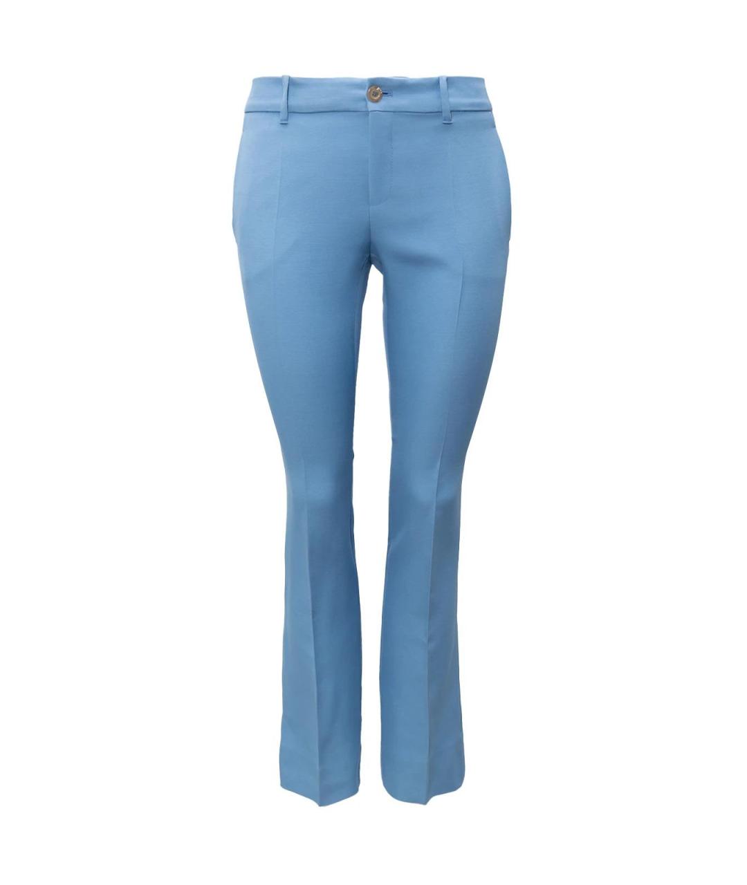 GUCCI Голубые шерстяные прямые брюки, фото 4