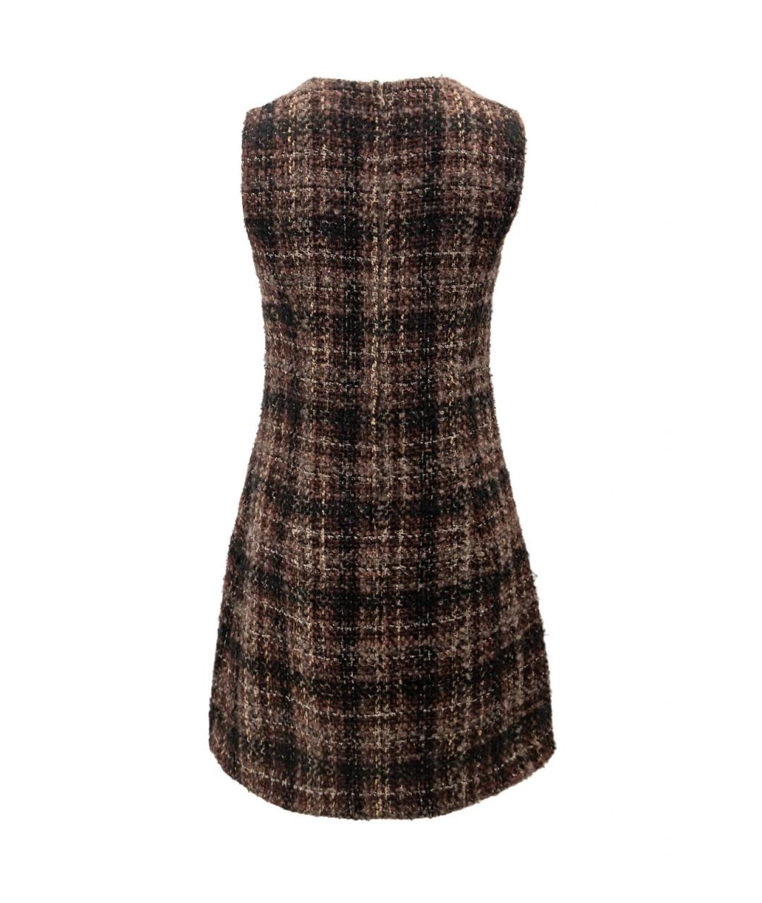 DOLCE&GABBANA Коричневое шерстяное повседневное платье, фото 2