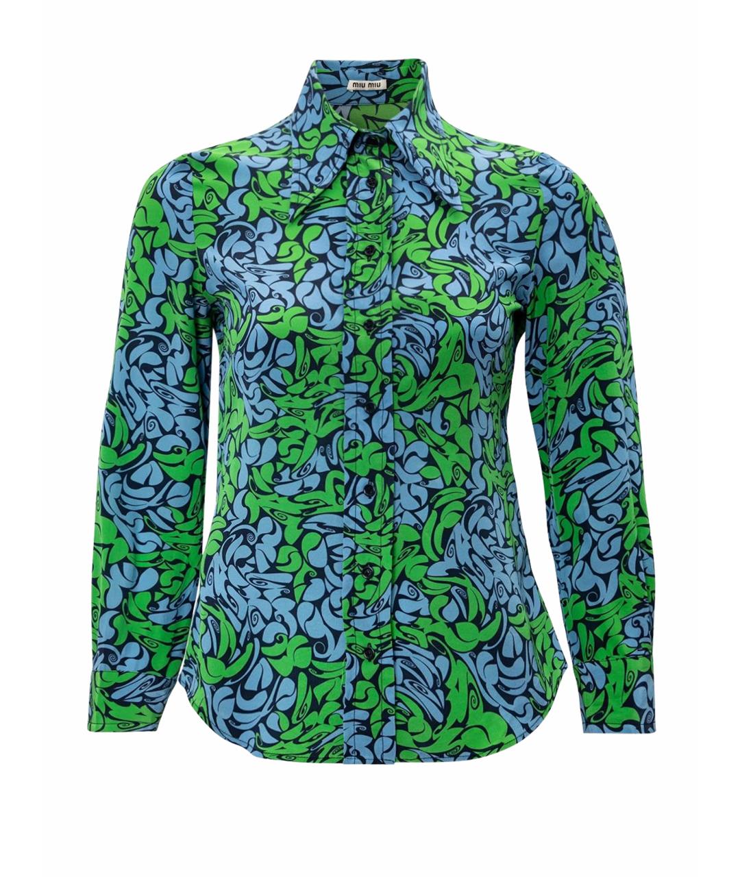 MIU MIU Голубая шелковая блузы, фото 1