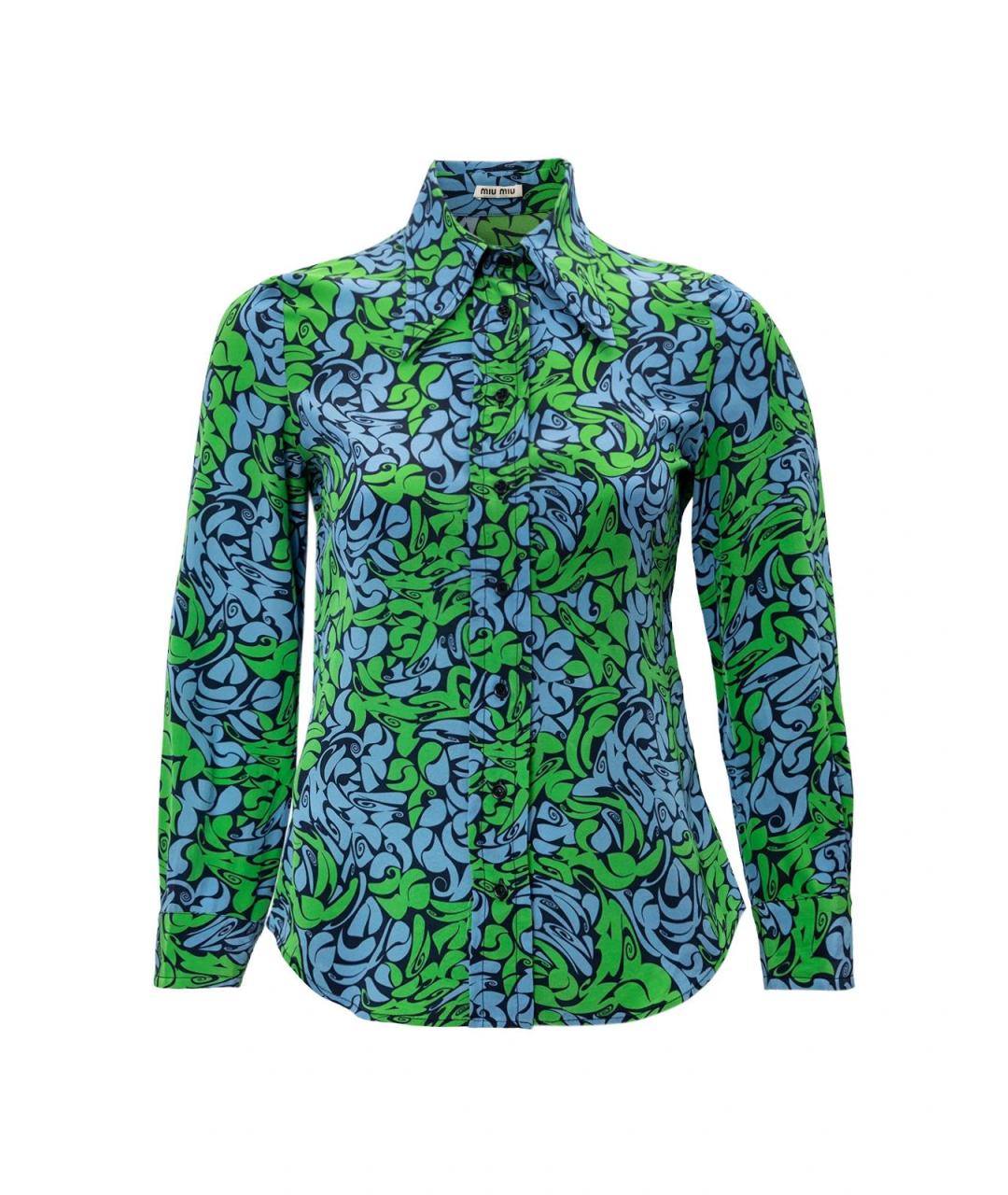 MIU MIU Голубая шелковая блузы, фото 4