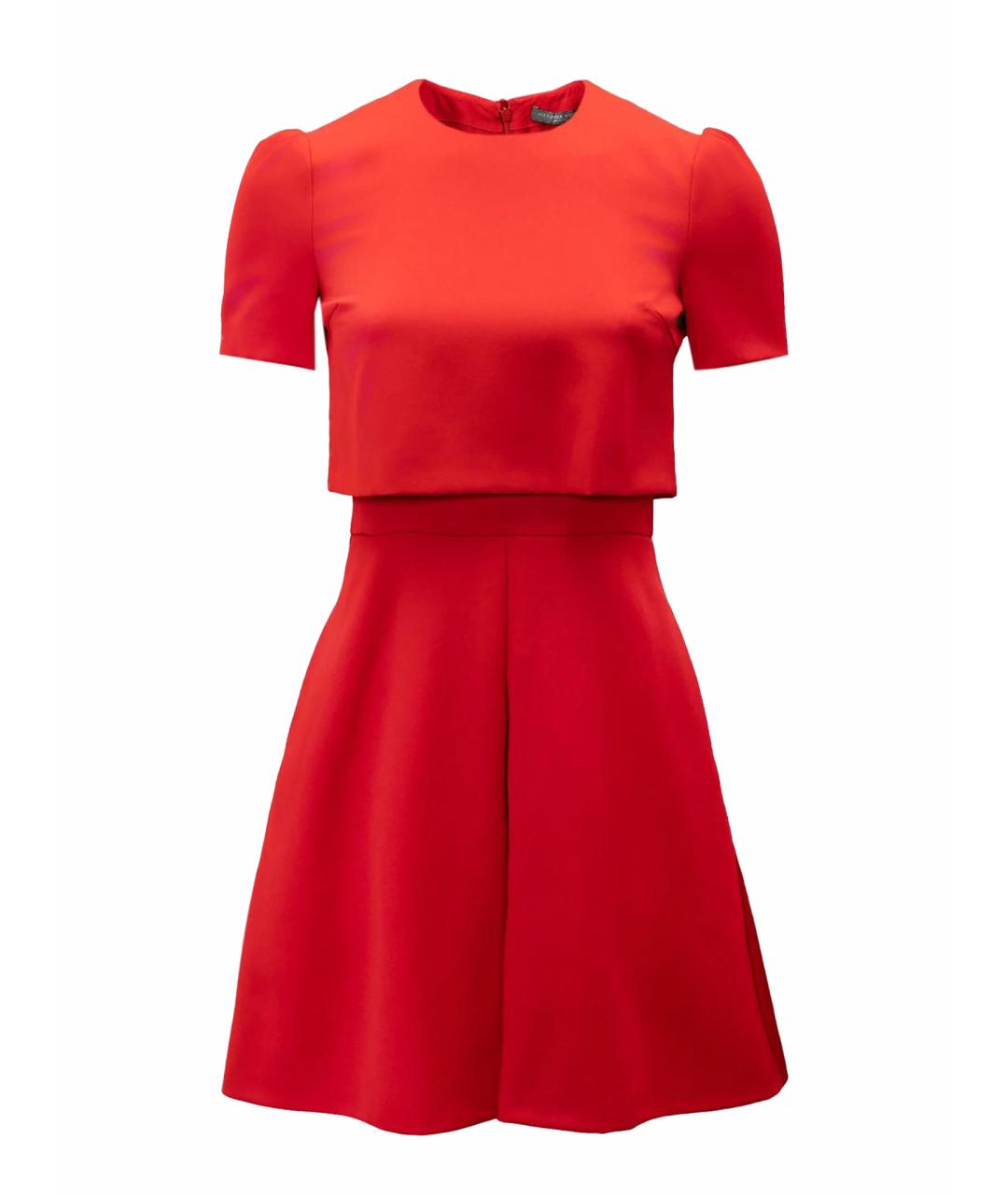 ALEXANDER MCQUEEN Красное шерстяное повседневное платье, фото 1