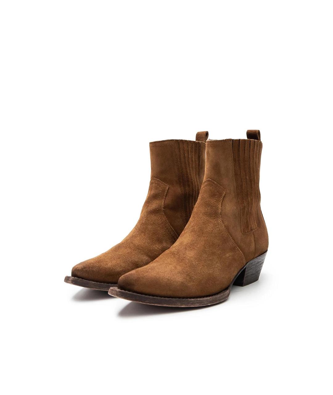 SAINT LAURENT Коричневые замшевые ботильоны, фото 2