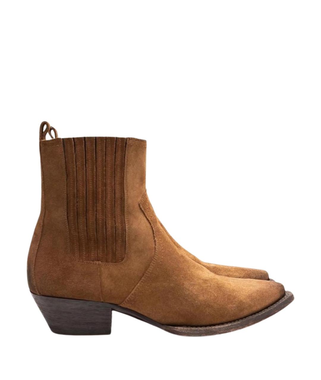 SAINT LAURENT Коричневые замшевые ботильоны, фото 1