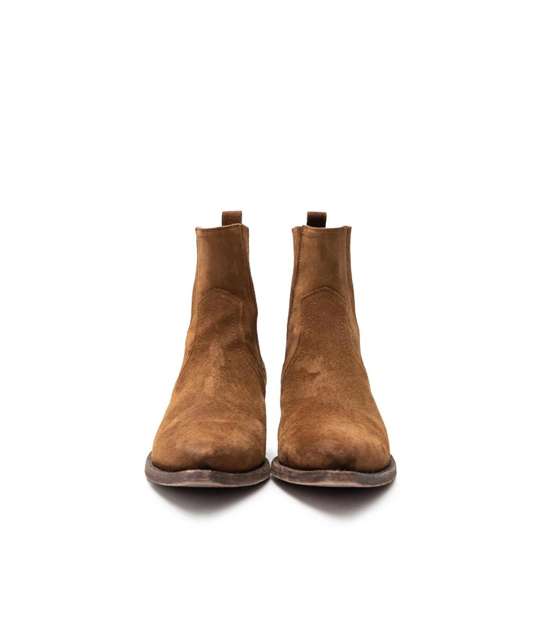 SAINT LAURENT Коричневые замшевые ботильоны, фото 4