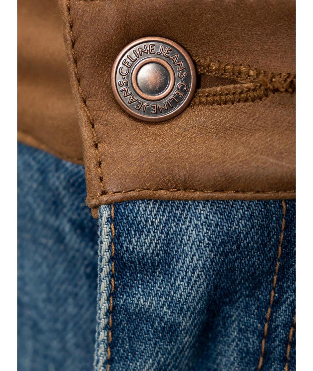 CELINE Голубые хлопковые прямые джинсы, фото 3