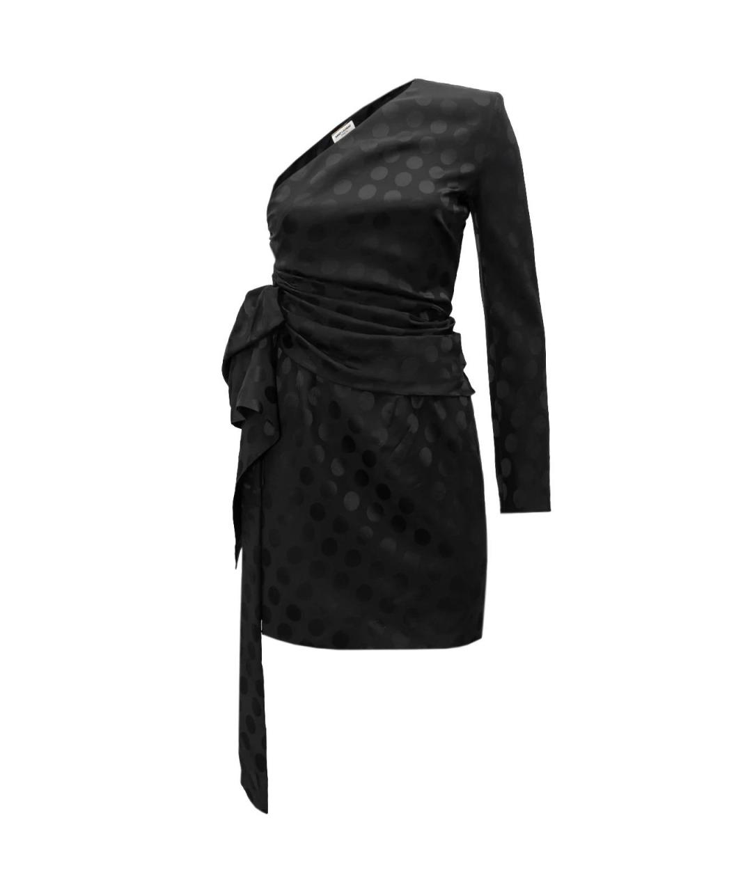 SAINT LAURENT Черное шелковое повседневное платье, фото 2