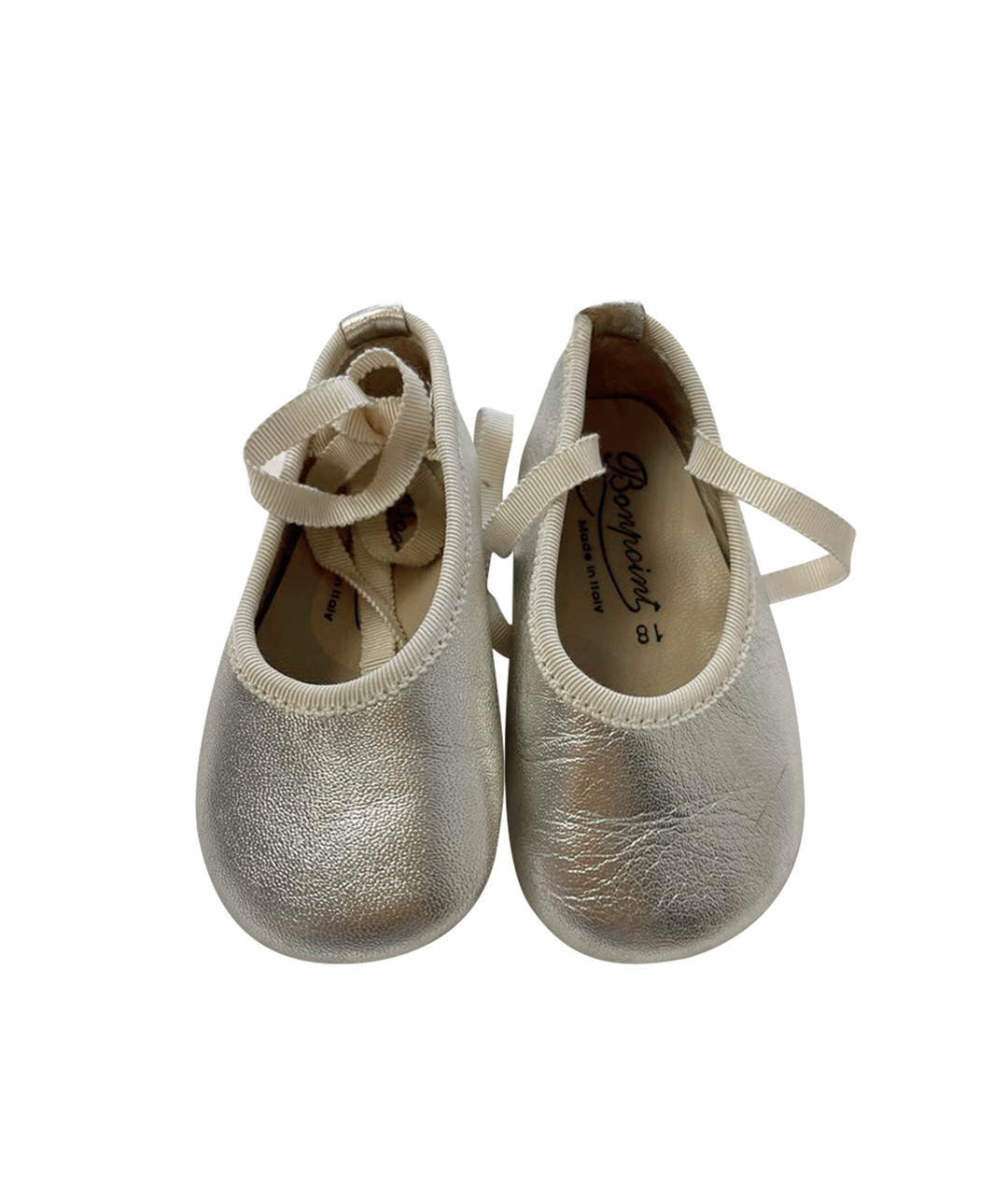 BONPOINT Золотые кожаные балетки и туфли, фото 1