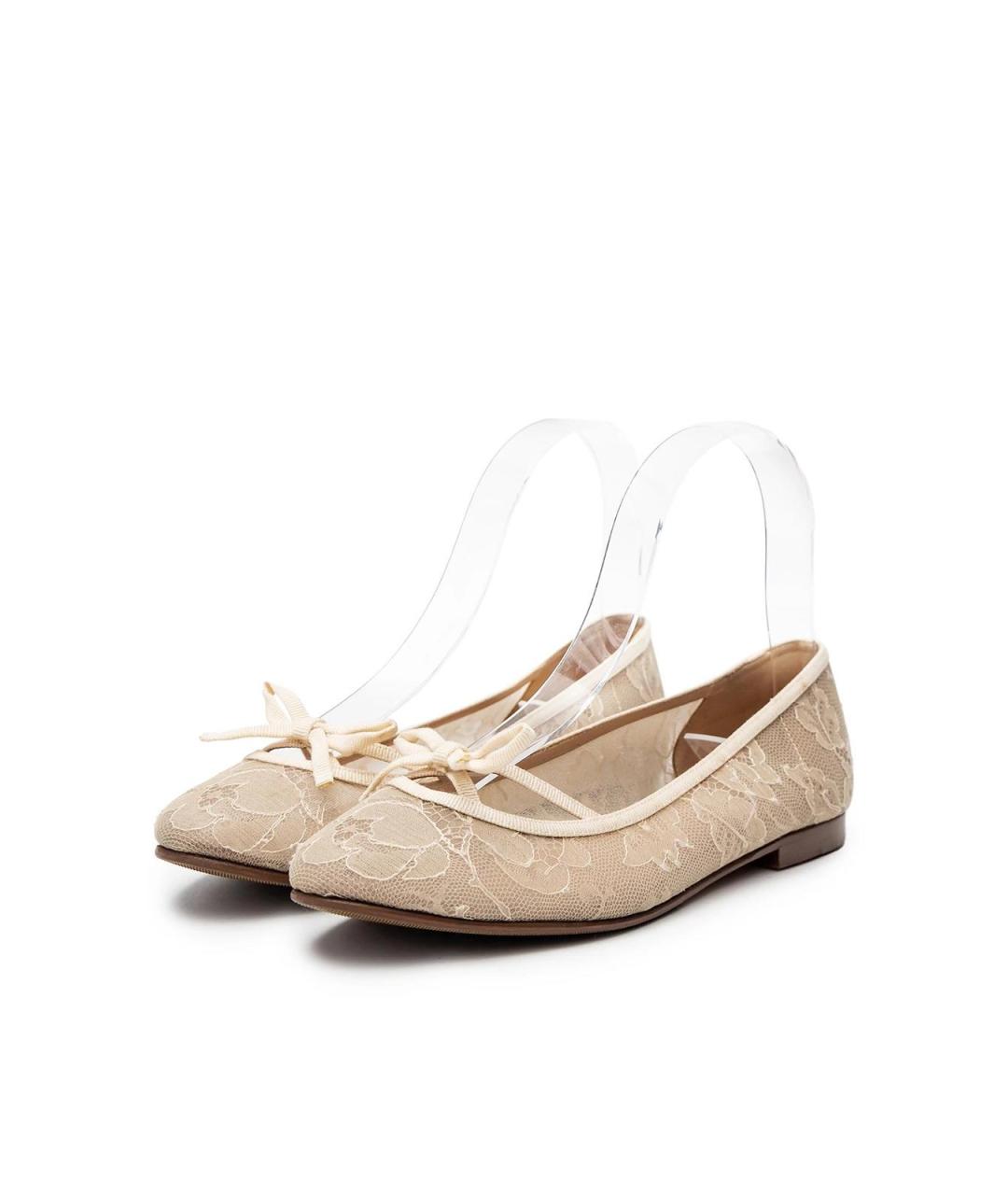 VALENTINO Бежевые текстильные балетки, фото 2