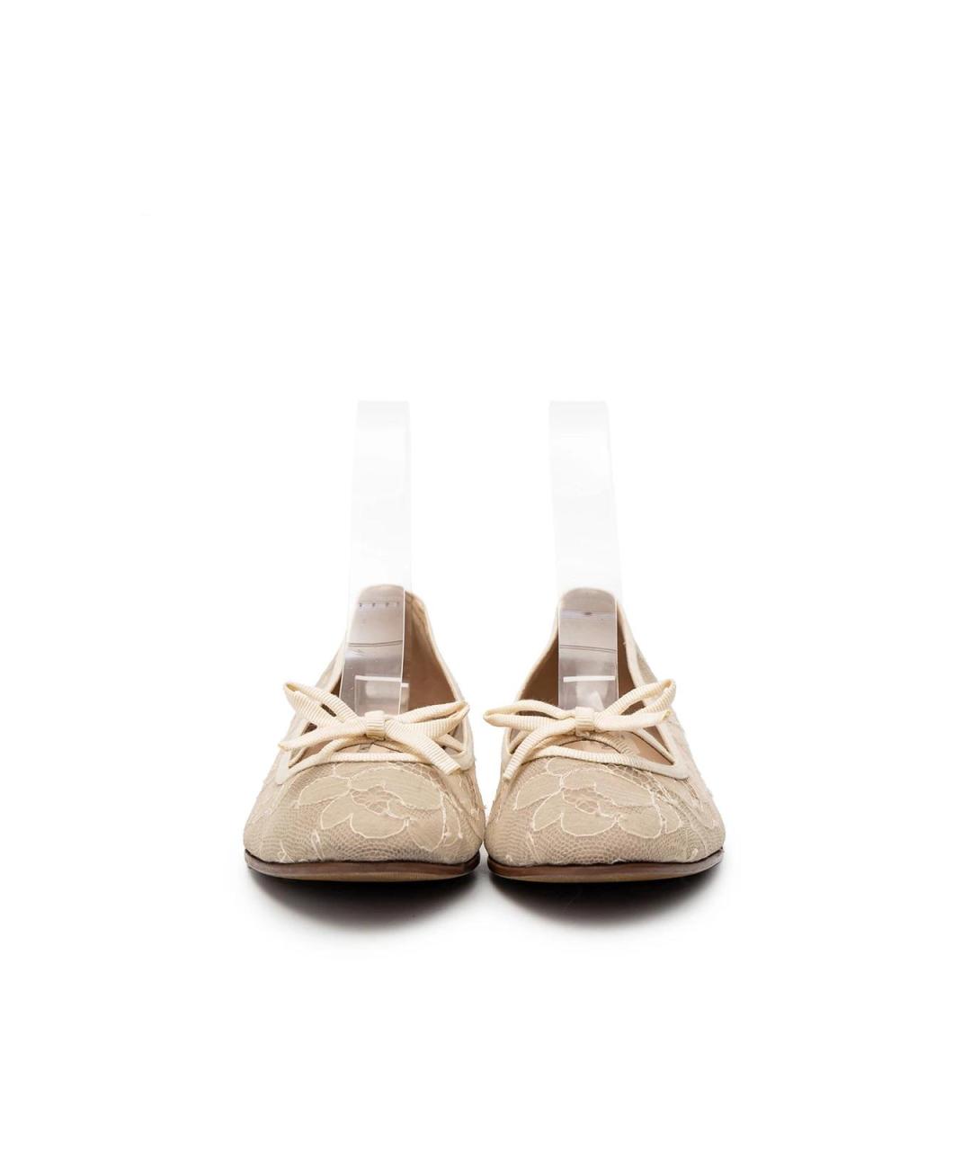 VALENTINO Бежевые текстильные балетки, фото 4