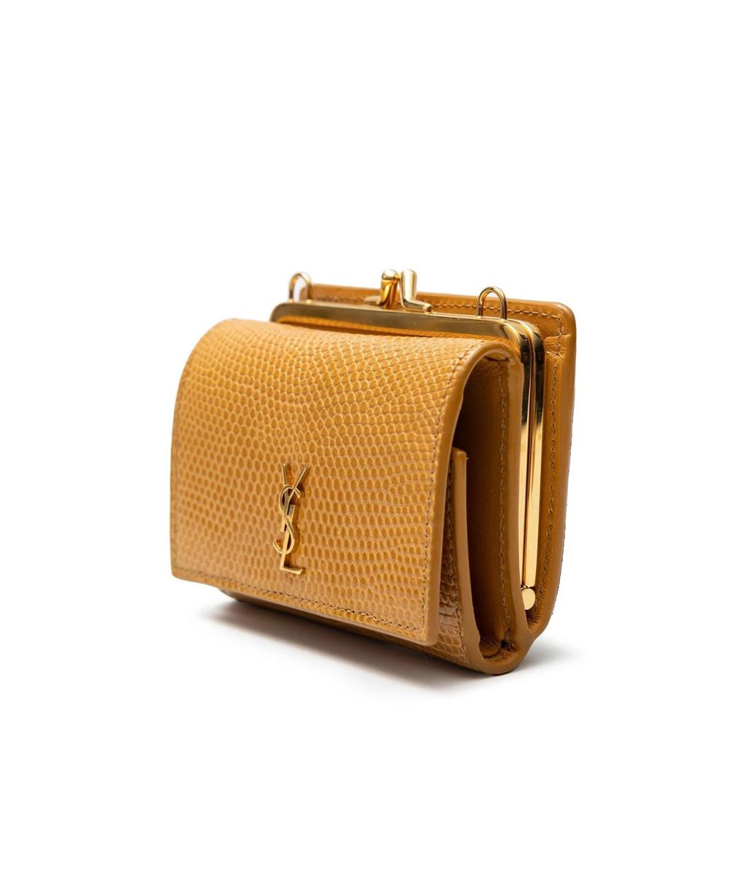 SAINT LAURENT Горчичная кожаная сумка через плечо, фото 2