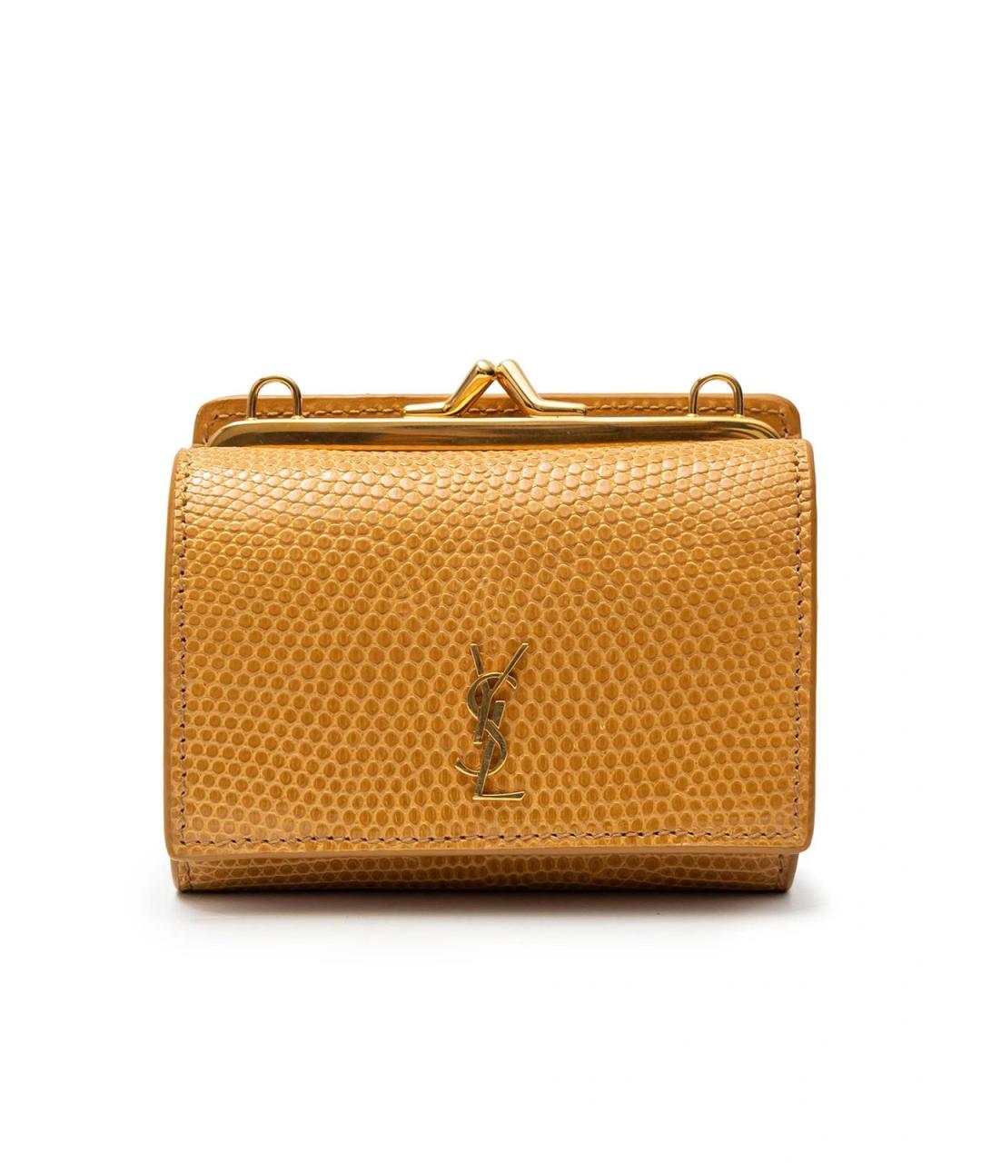 SAINT LAURENT Горчичная кожаная сумка через плечо, фото 6