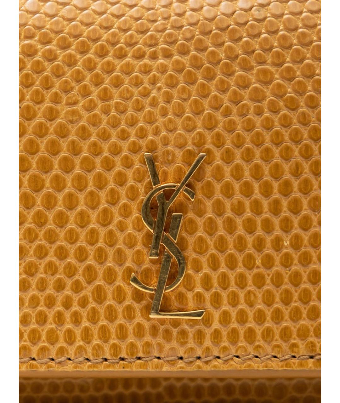 SAINT LAURENT Горчичная кожаная сумка через плечо, фото 5
