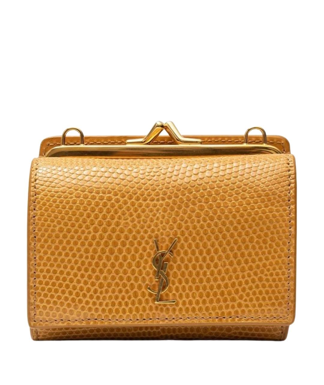 SAINT LAURENT Горчичная кожаная сумка через плечо, фото 1