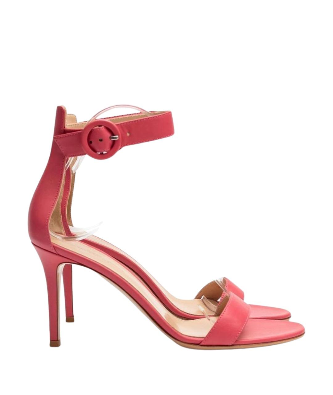 GIANVITO ROSSI Розовые кожаные босоножки, фото 1