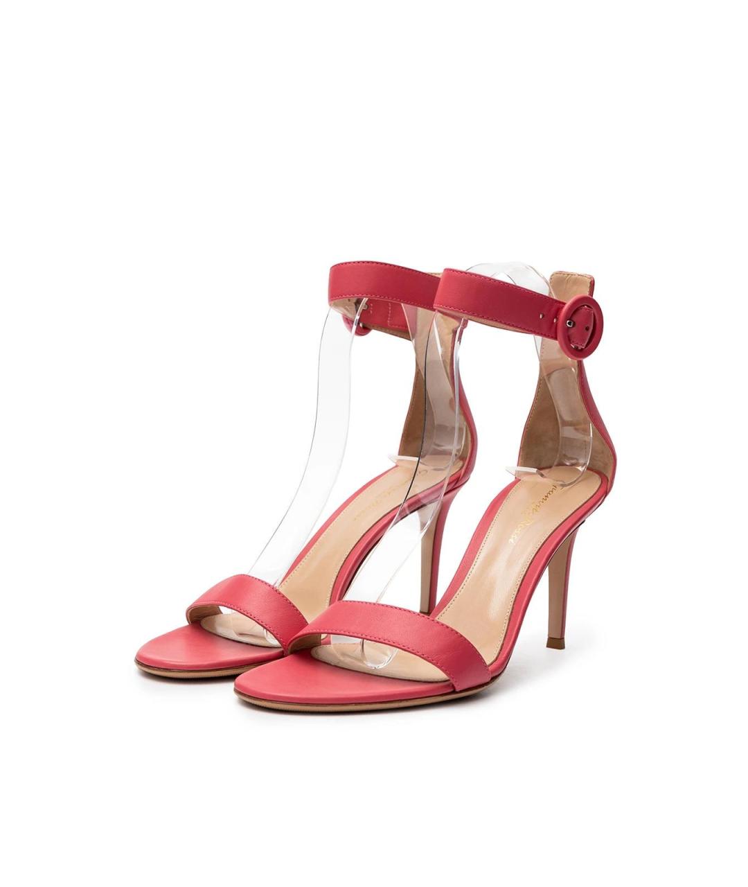 GIANVITO ROSSI Розовые кожаные босоножки, фото 2