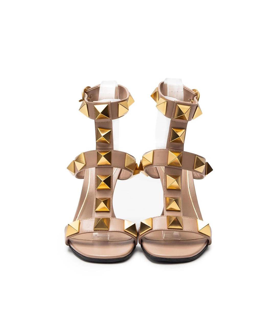 VALENTINO Бежевые кожаные босоножки, фото 4