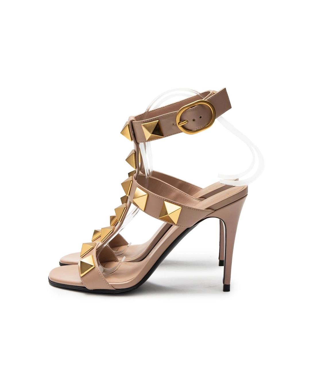 VALENTINO Бежевые кожаные босоножки, фото 5