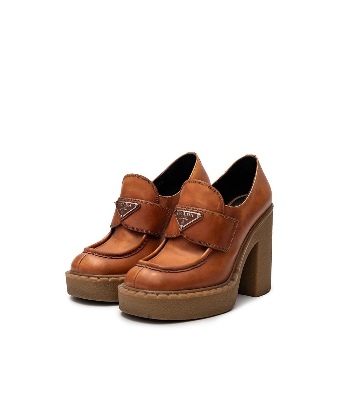 PRADA Коричневые кожаные туфли, фото 2